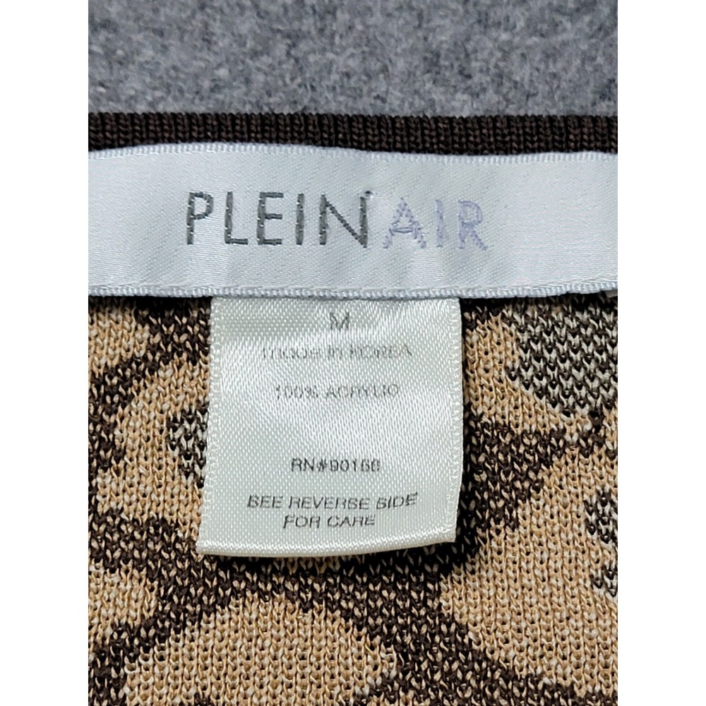 Plein‎ Air Women's Leopard Knit Tank Top Medium Brown Tan Sleeveless Stretch - Picture 2 of 5